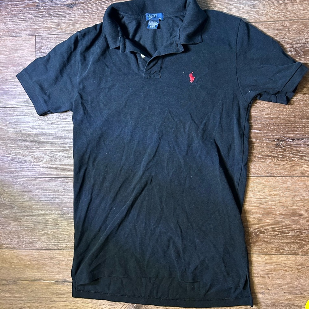 Polo by Ralph Lauren Black Kids Polo with Red Emblem